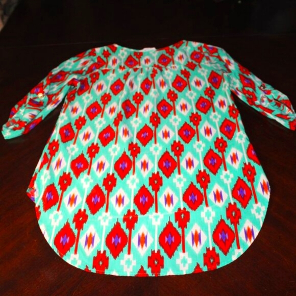 Peach Love Boho Print 3/4 Sleeve Blouse - Size M, Artsy & Vibrant - Picture 2 of 7